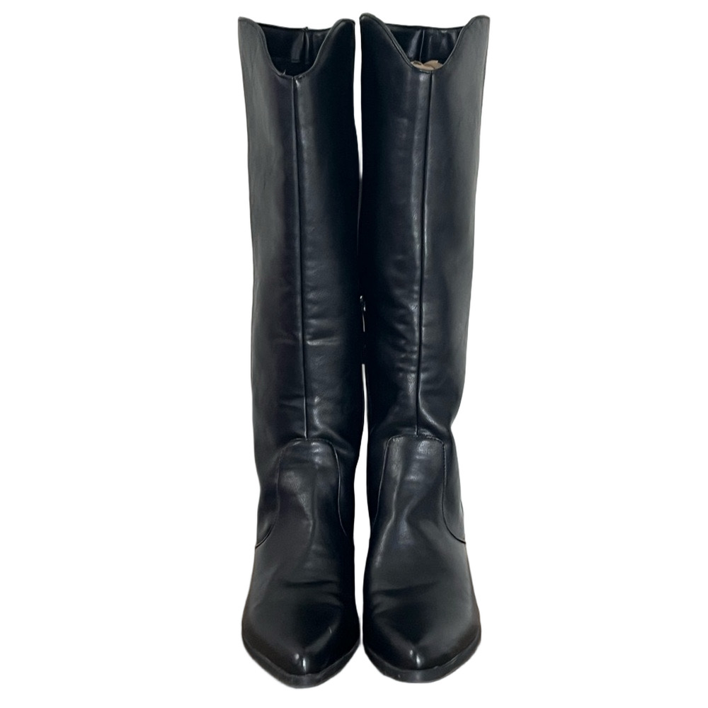 Dolce Vita Kava Black Faux Leather Knee High Boots Block Heel Size 9.5